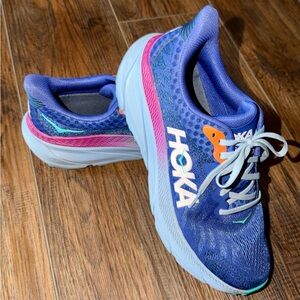 Hoka Blue and Pink Running Shoes